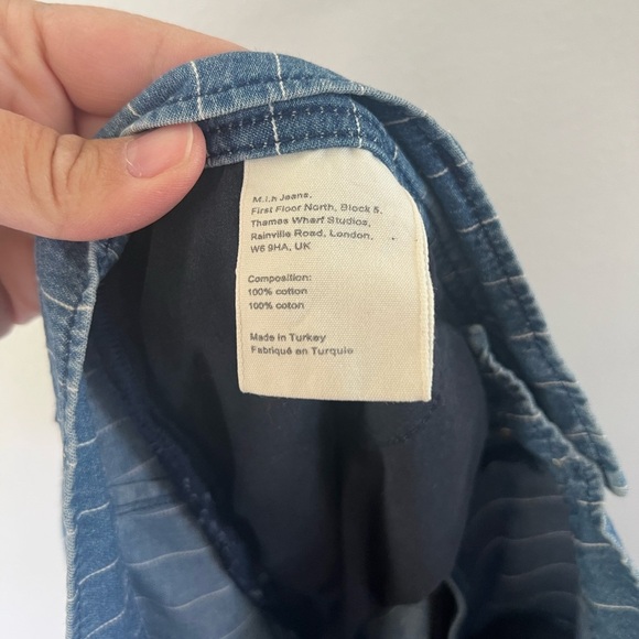 M.i.h Paradise Ultra High-Rise Straight Blue Denim White Striped Jeans Size 27 - Picture 11 of 12